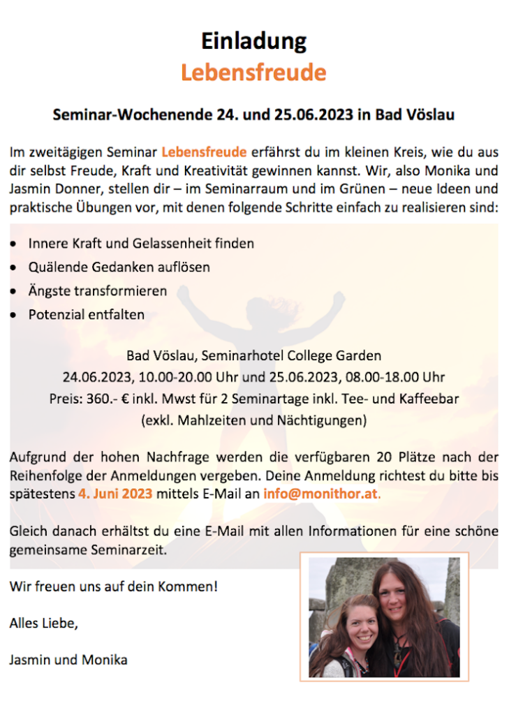 Monika Donner Seminar September 2023 Bad Vöslau